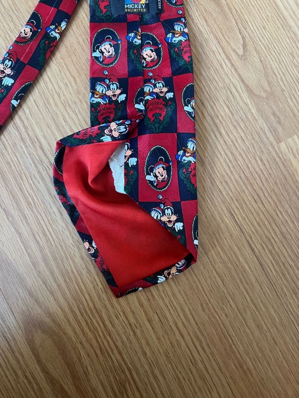 Disney Red and Black Mickey & Friends Christmas Tie - Picture 3 of 6